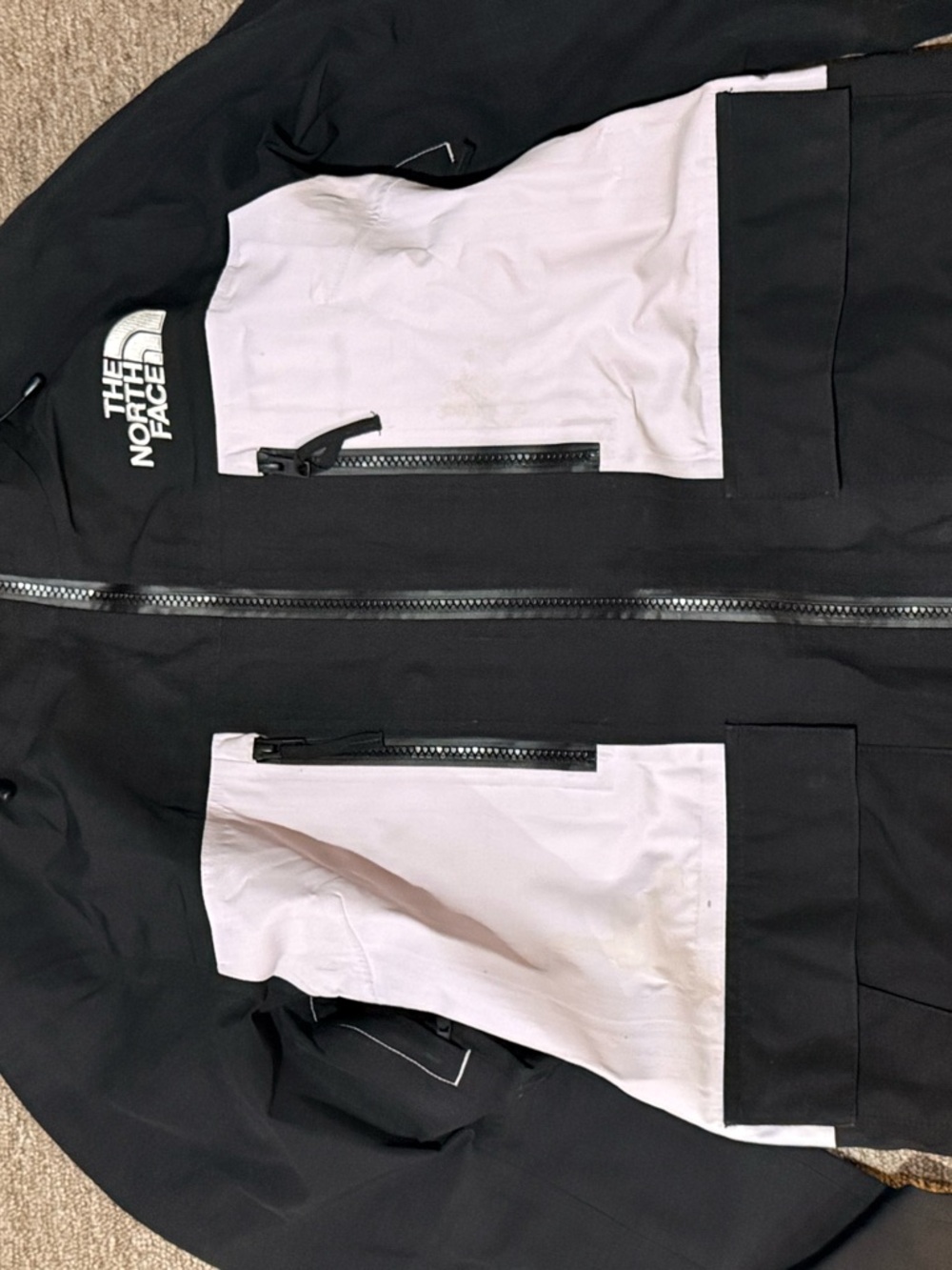 The North Face Black Jacket with White Pocket Panels